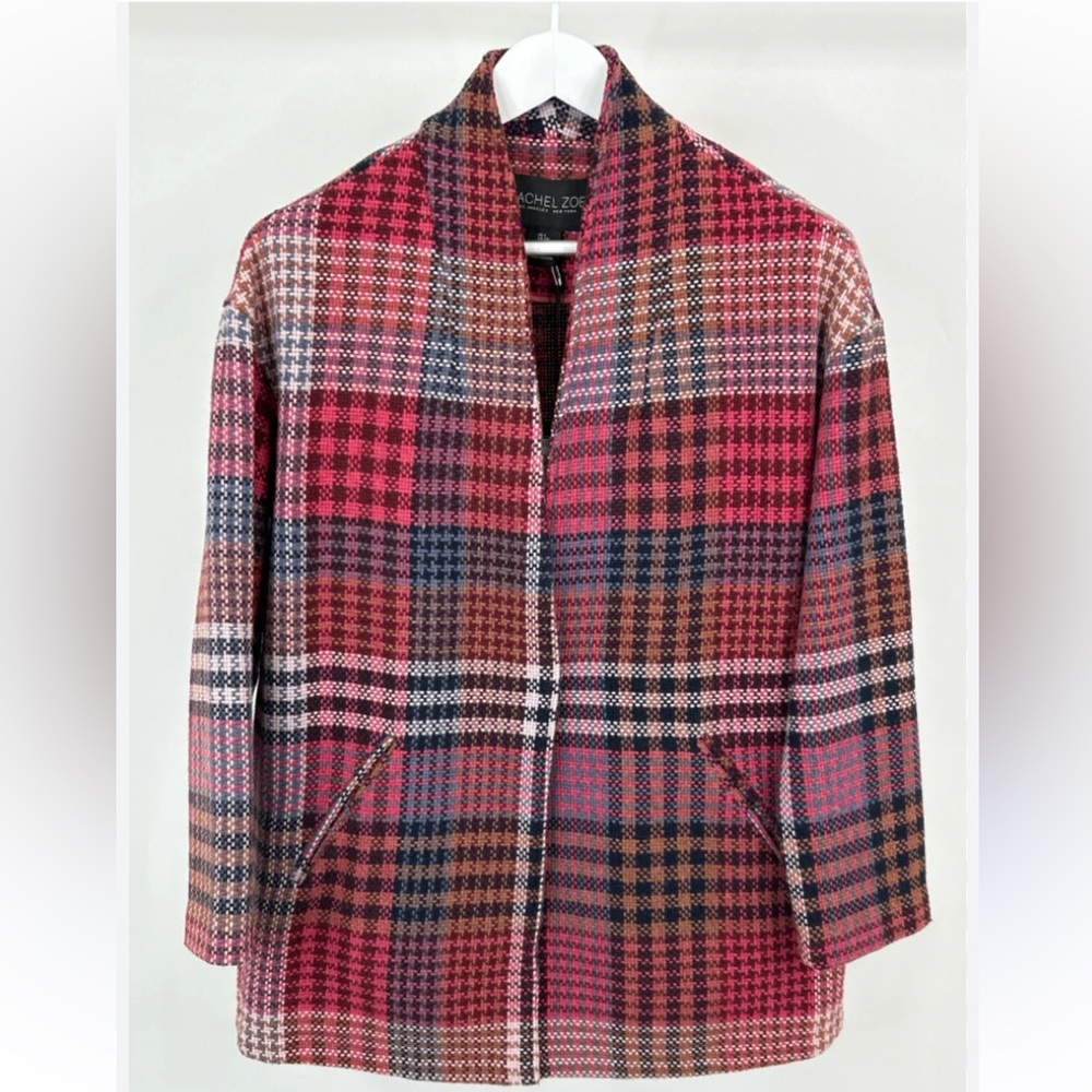 NWT Rachel Zoe Plaid Oversized Blazer Jacket Wool Blend Size Small Quiet Luxury